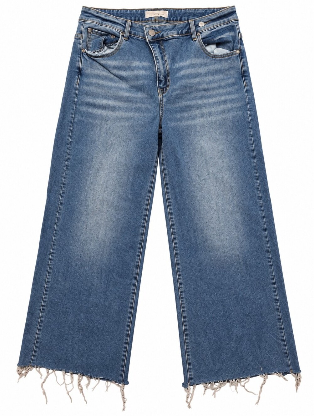 RISEN Jeans 2XL Plus Size Wide Leg Crossover Waist Raw Hem Denim